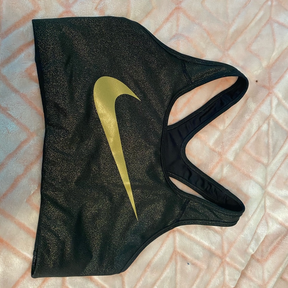 Nike Sports Bra Black and Gold Sparkle